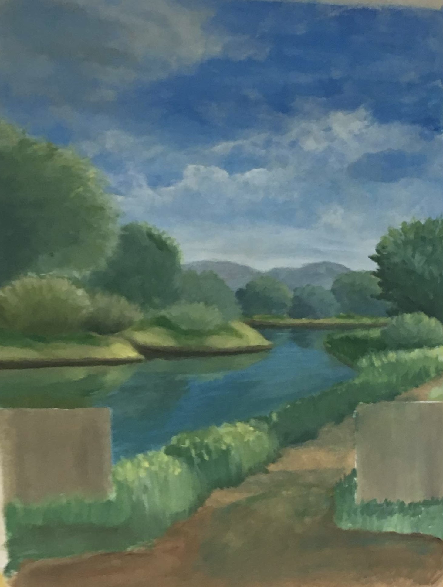 Trompe-l'œil, paysage de rivière